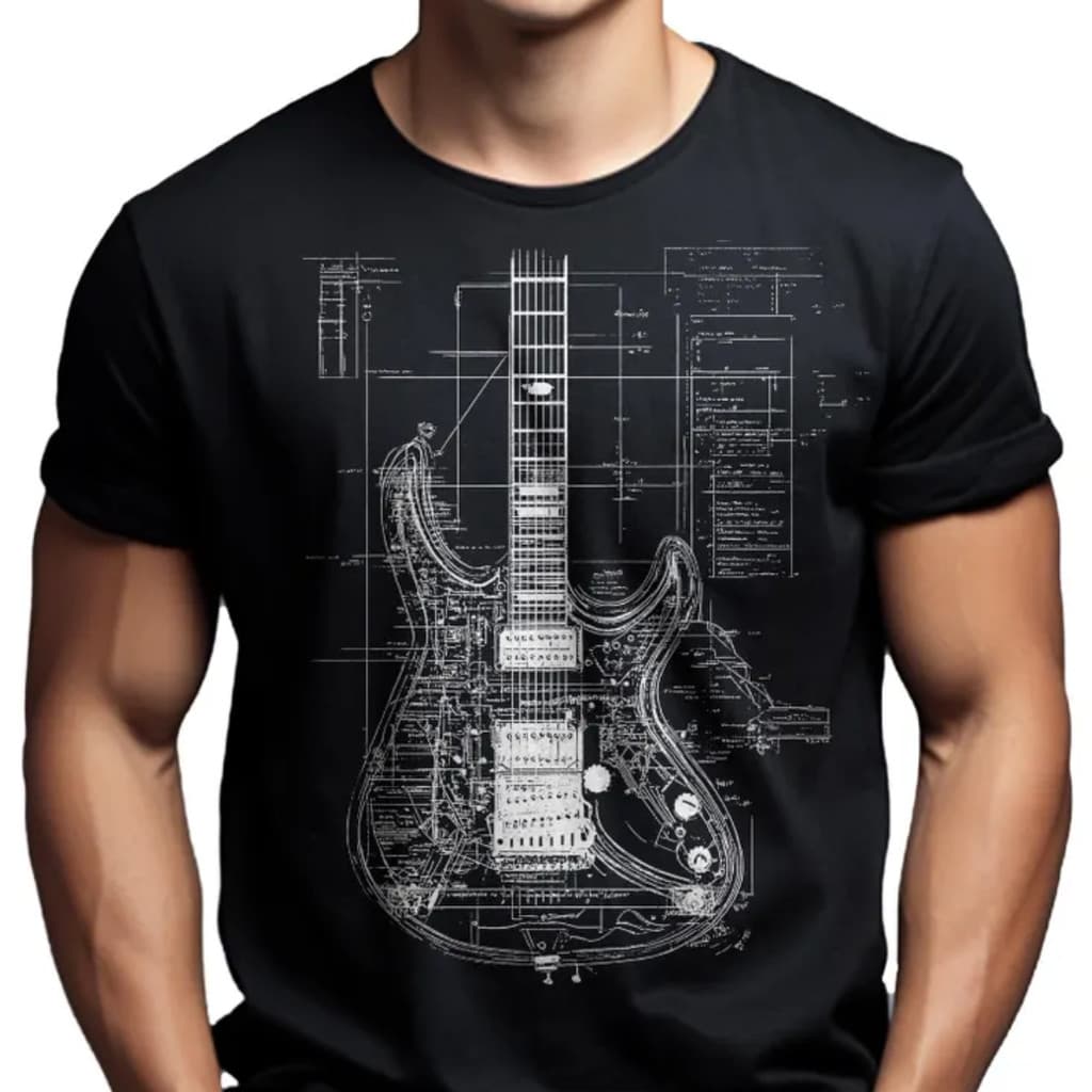 Camiseta Masculina Streetwear Guitar Desing Camisa Algodão Urban Style
