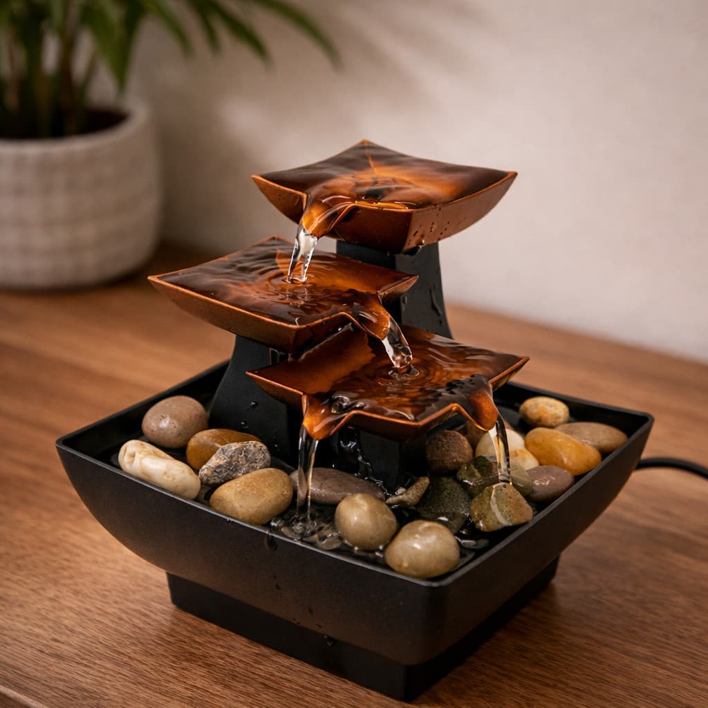 Mini Fonte Decorativa em Resina – Fonte de Água para Mesa e Decoração Zen
