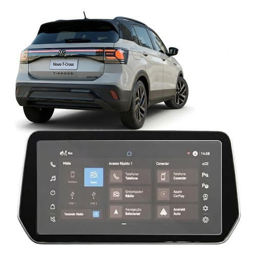 Pelicula Protetora de Tela Multimidia Volkswagen Original Tcross T-cross 2024 a 2026 +Kit Instalação
