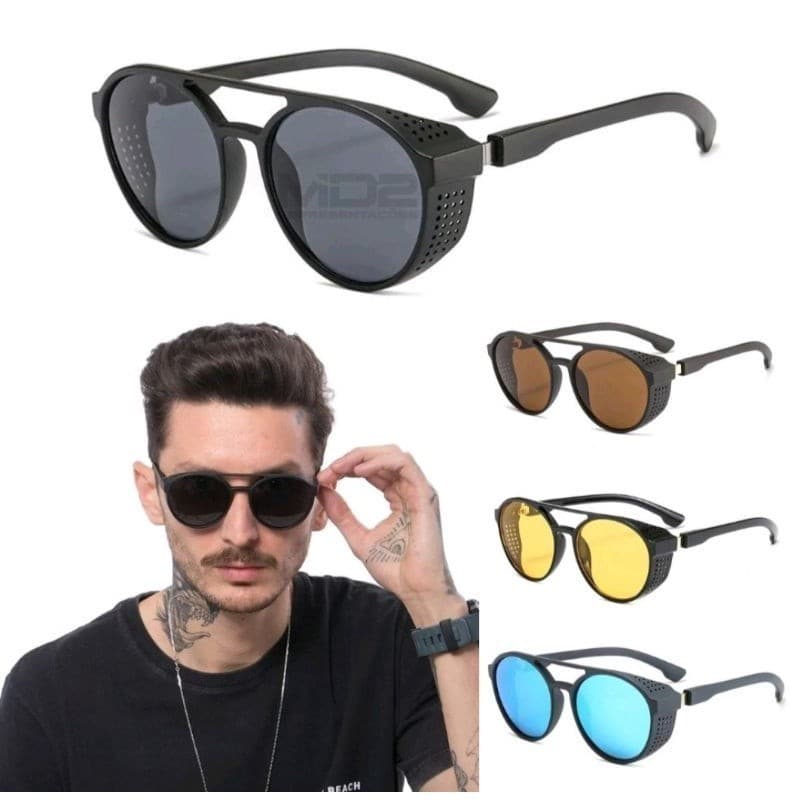 News Óculos de Sol Alok Proteção Lateral Steampunk Futuristica Sol Masculino