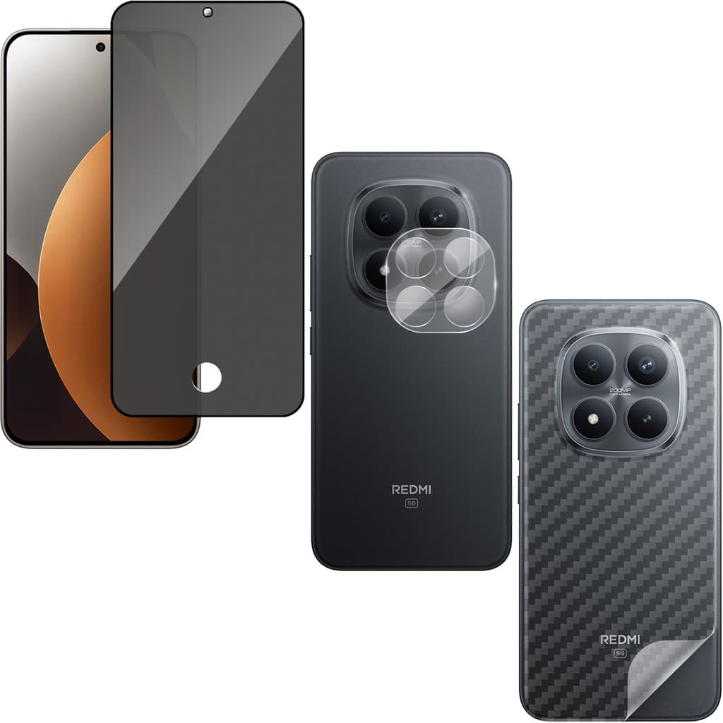 Película Vidro Privacidade + Película Câmera + Traseira Para Redmi Note 15 Pro 5G