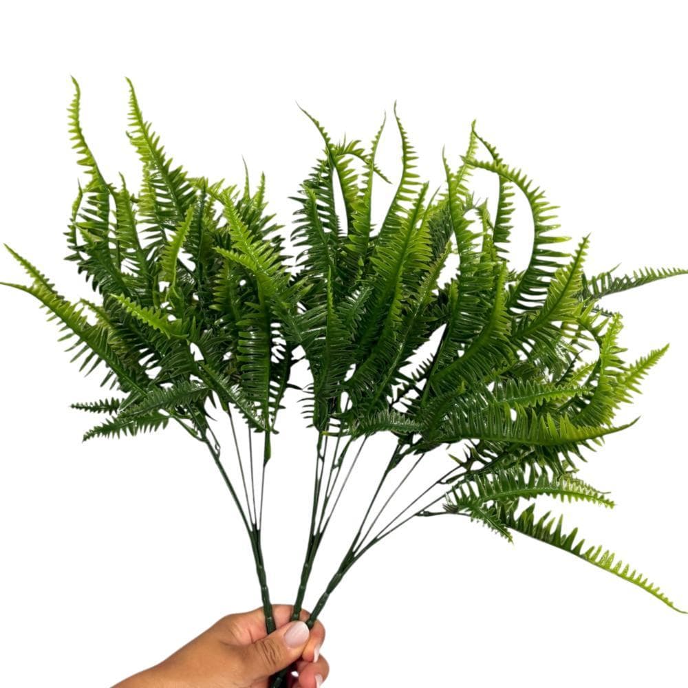 Kit Plantas de Samambaia Ramos Artificial Verde Folhas Plantas Buquê 38 cm Decoração Casa