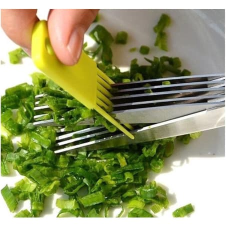 Tesoura de Cozinha 5 Lâminas Inox para Cortar Picar Ervas Temperos Legumes Tamanho 19 cm