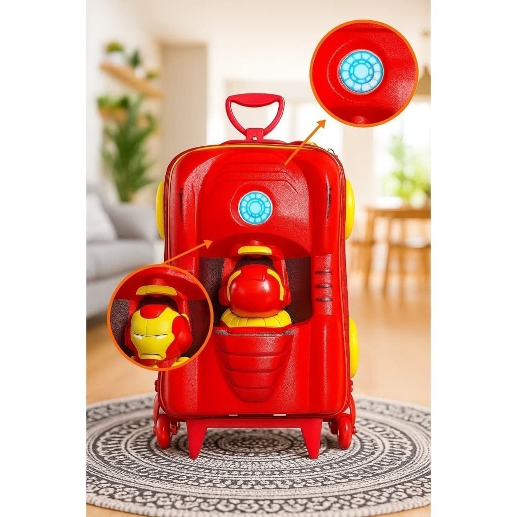 Mala Infantil 3D Rodinhas Vermelha Viagem Escola Menino Prático