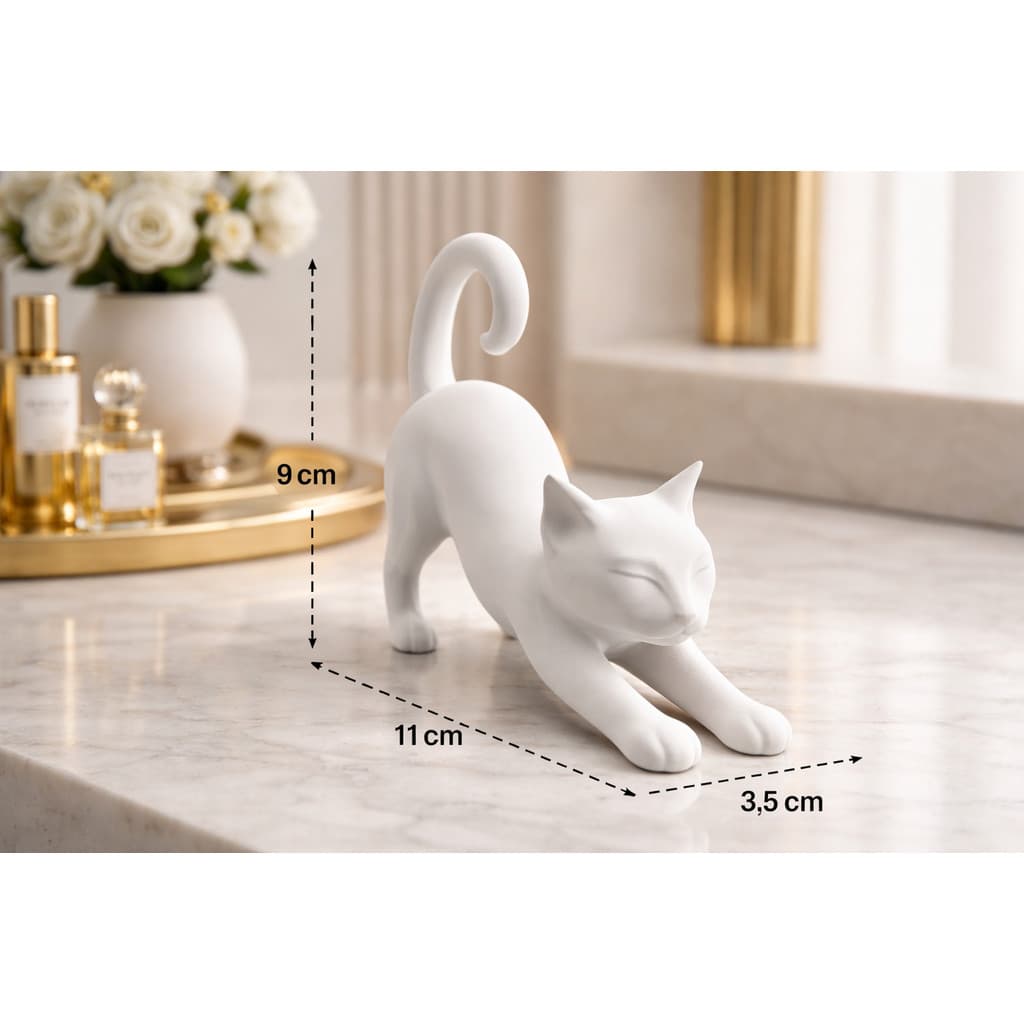 Escultura Gato Decorativo Minimalista - Estátua de Lux para Sala, Quarto e Escritório