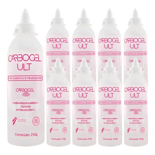 Gel Condutor Incolor Para Ultrassom Kit Com - 10 Frascos 250g
