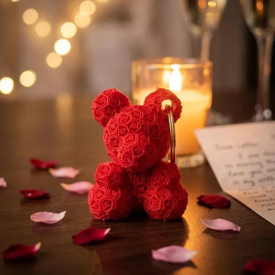 Mini Ursinho de Rosas Deluxe – O Chaveiro Perfeito para Presentear