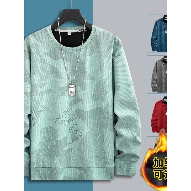 NASA Co-Branded moletom masculino outono 2026 novo estilo em torno do pescoço tamanho grande camuflagem camisa de fundo