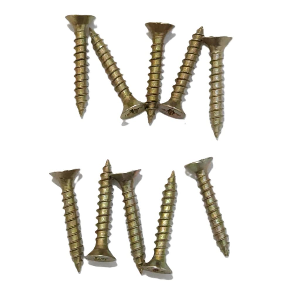 Parafuso Cabeça Chata Uso geral Philips 3x20 mm Dourado 10un