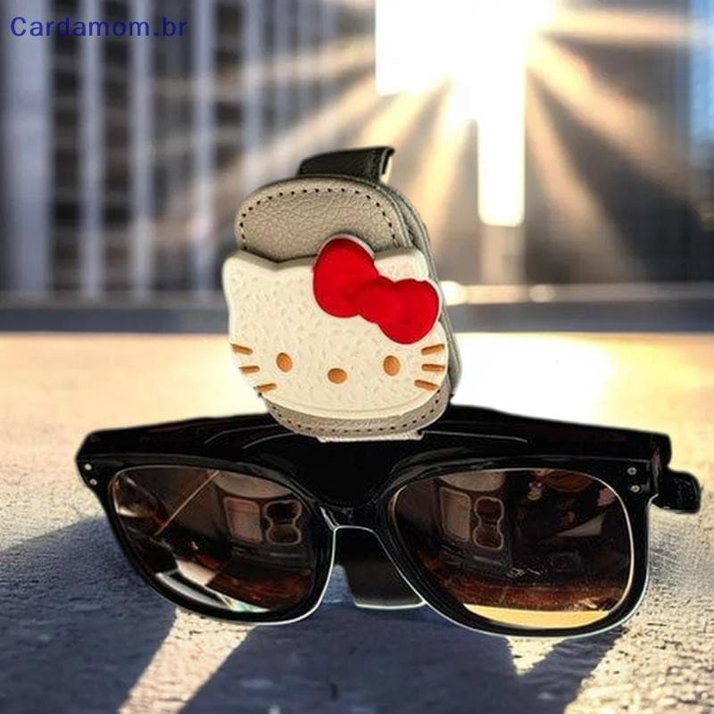 { CARDA } HelloKitty Clipe De Óculos Para Carro , Armação Fofa Caixa De Armazenamento De Viseira De Sol , Multifuncional