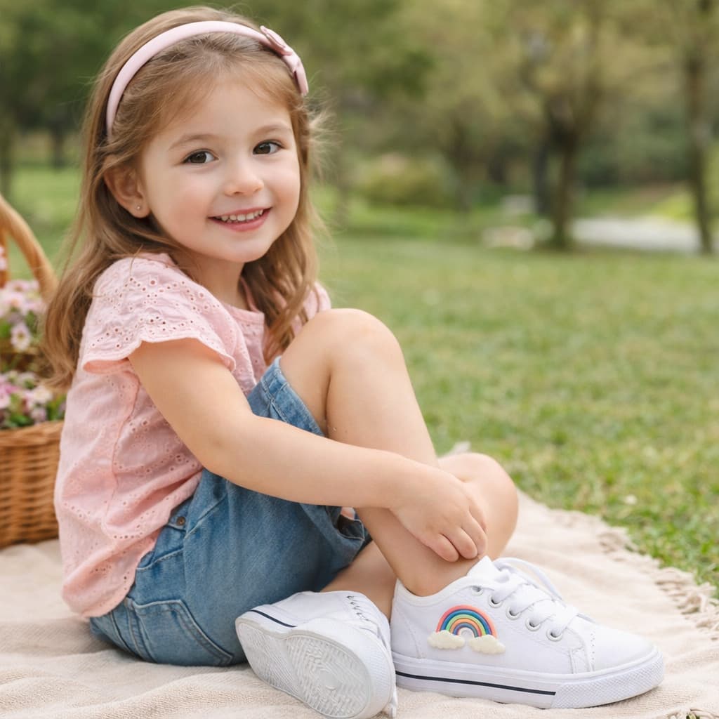 Tênis Infantil Menina Branco Vários Modelos Femininos Conforto Estilo Casual Escolar