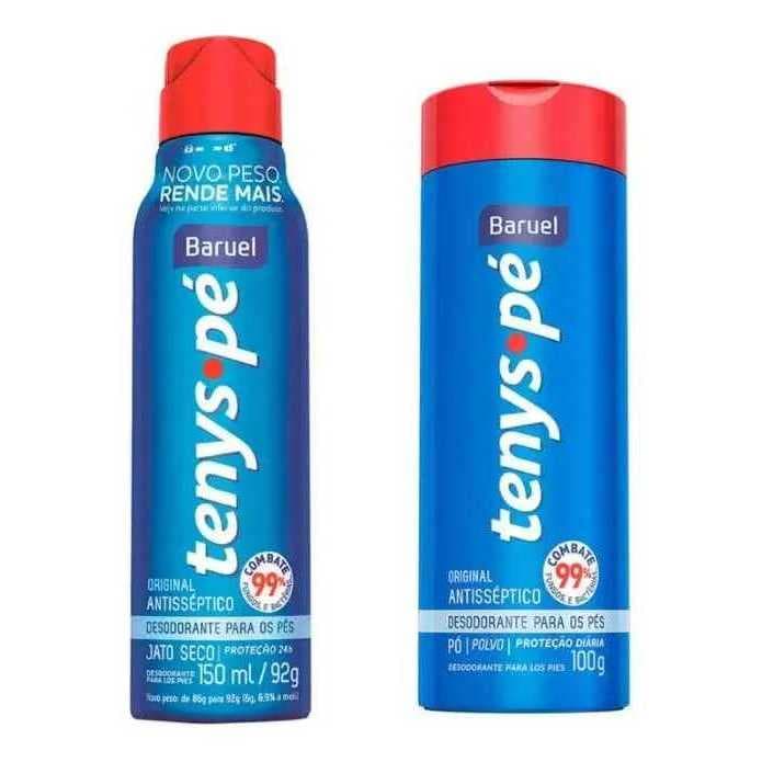 Kit Tenys Pé Antisséptico Jato Seco 150 Ml + Talco 100g