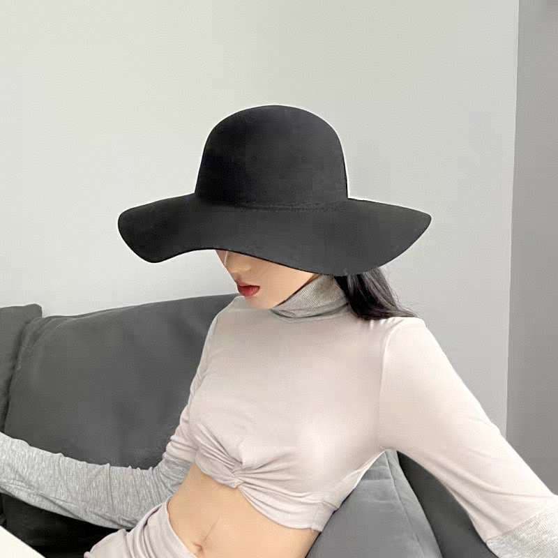 Chapéu Floppy de Feltro com Aba Maleável – Moda Europeia, Lindo