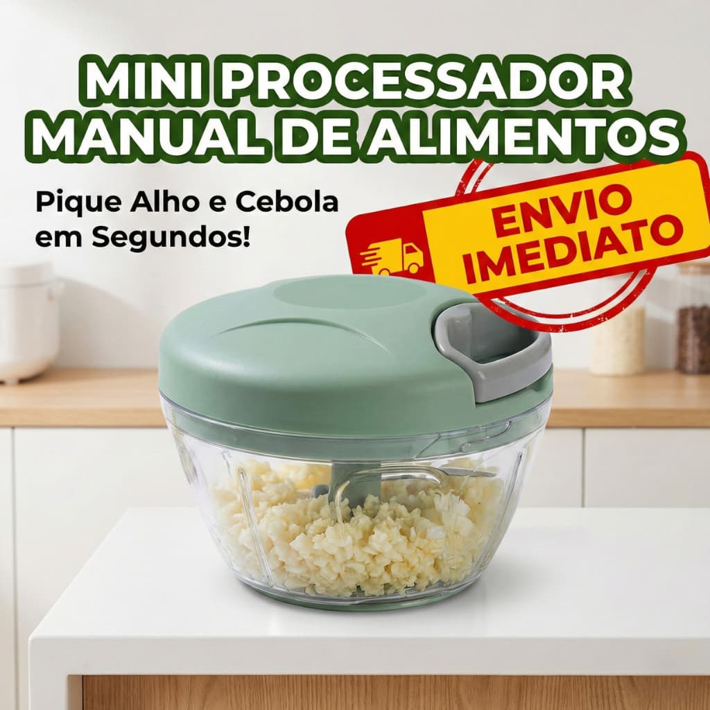 Processador De Alimentos Manual 3 Laminas Triturador Picador De Legumes Alho Temperos Inox Original