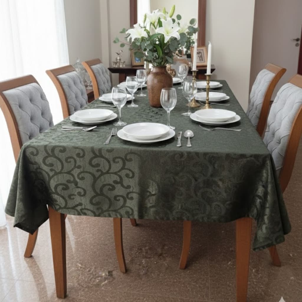 TOALHA DE MESA JACQUARD ARABESCO PREMIUM 4,6,8,10,12 LUGARES