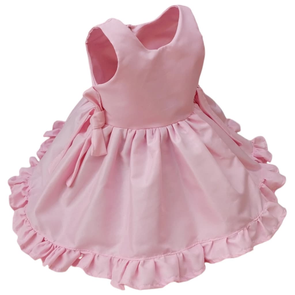 Vestido Infantil Menina Luxo Rosa 100% Algodão Sofia - Tam. P ao 3 anos | Diversas Cores