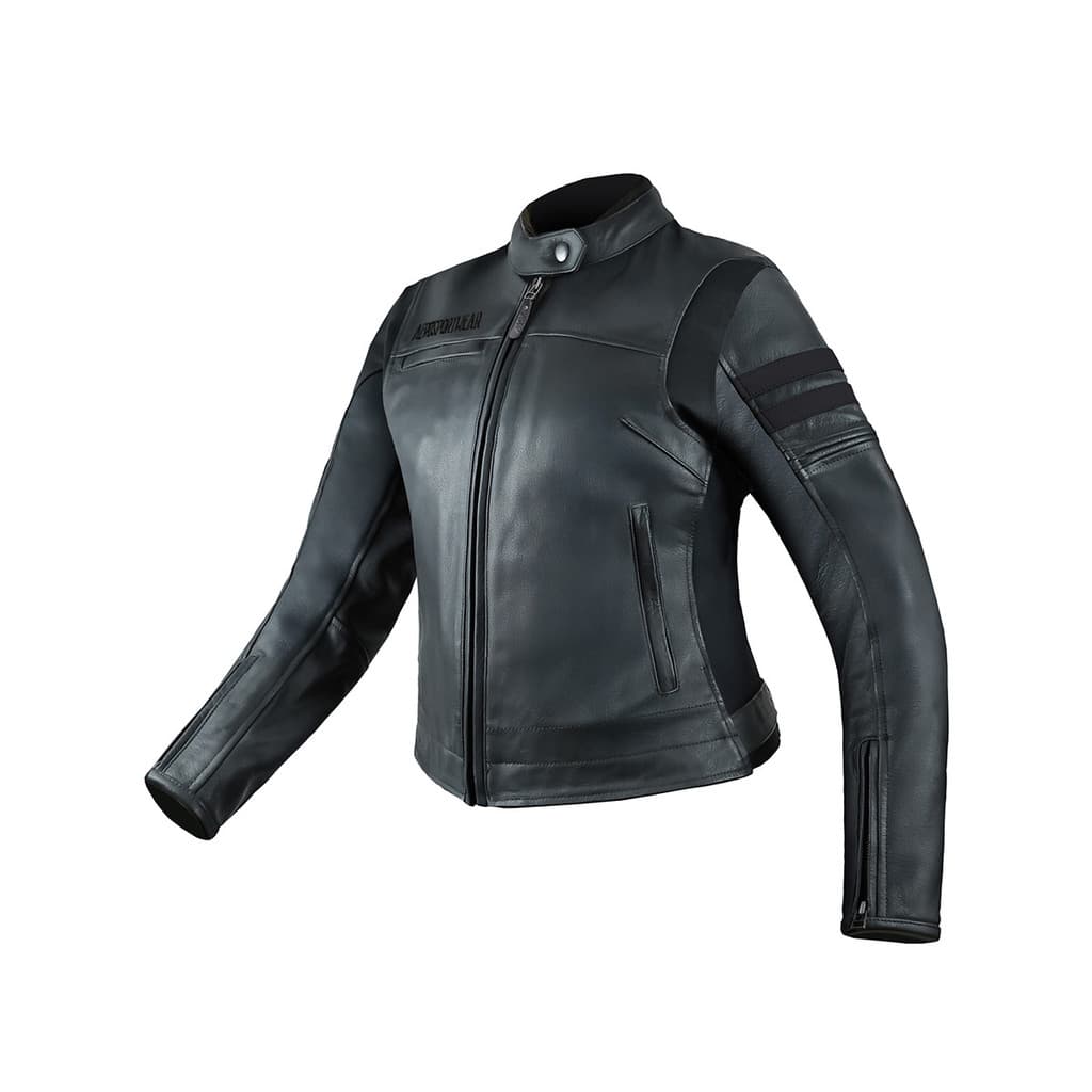 Jaqueta Couro Feiminina Asw Ignite Preto Motociclista
