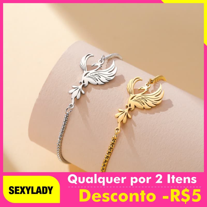 Pulseira de Aço Inoxidável com Pingente de Fênix, Acessórios, Presentes de Joias