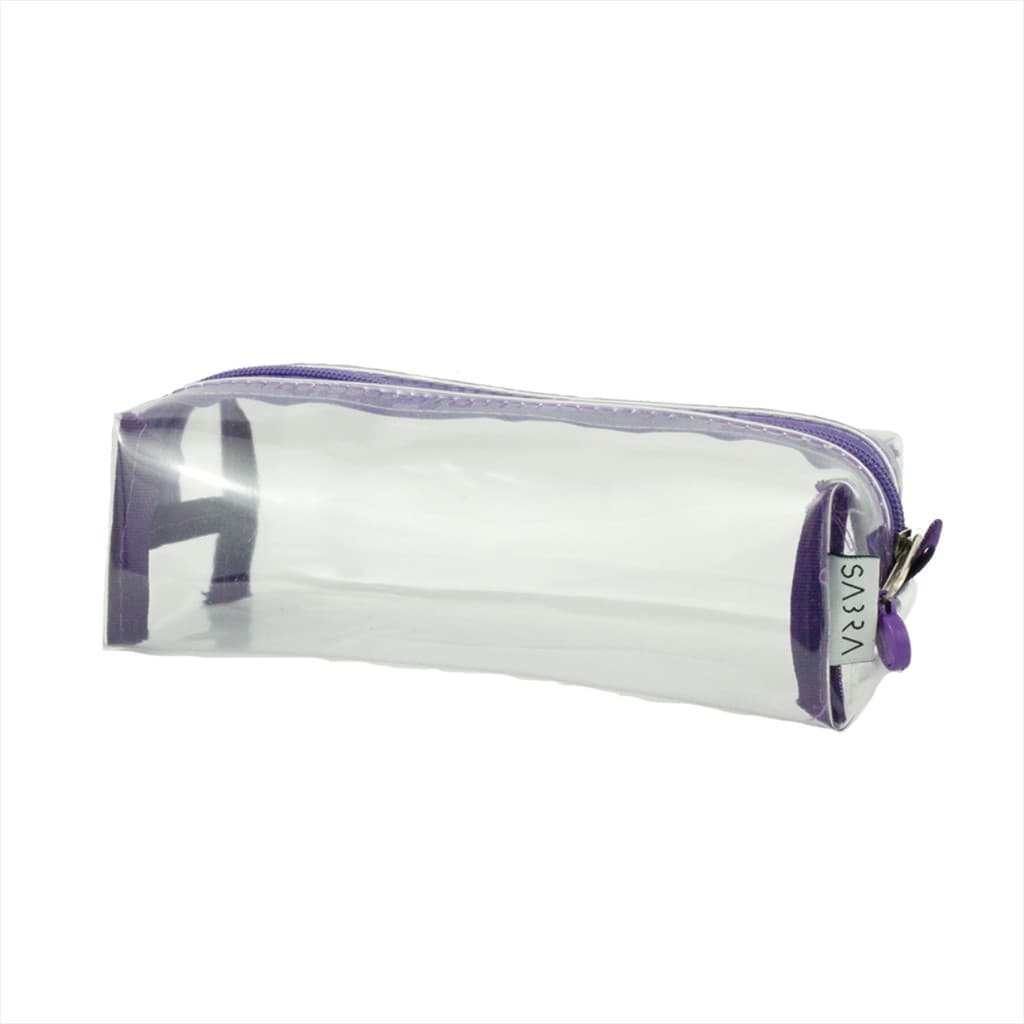 Estojo 1 Divisória Escolar Transparente Feminino Lapis Lilas