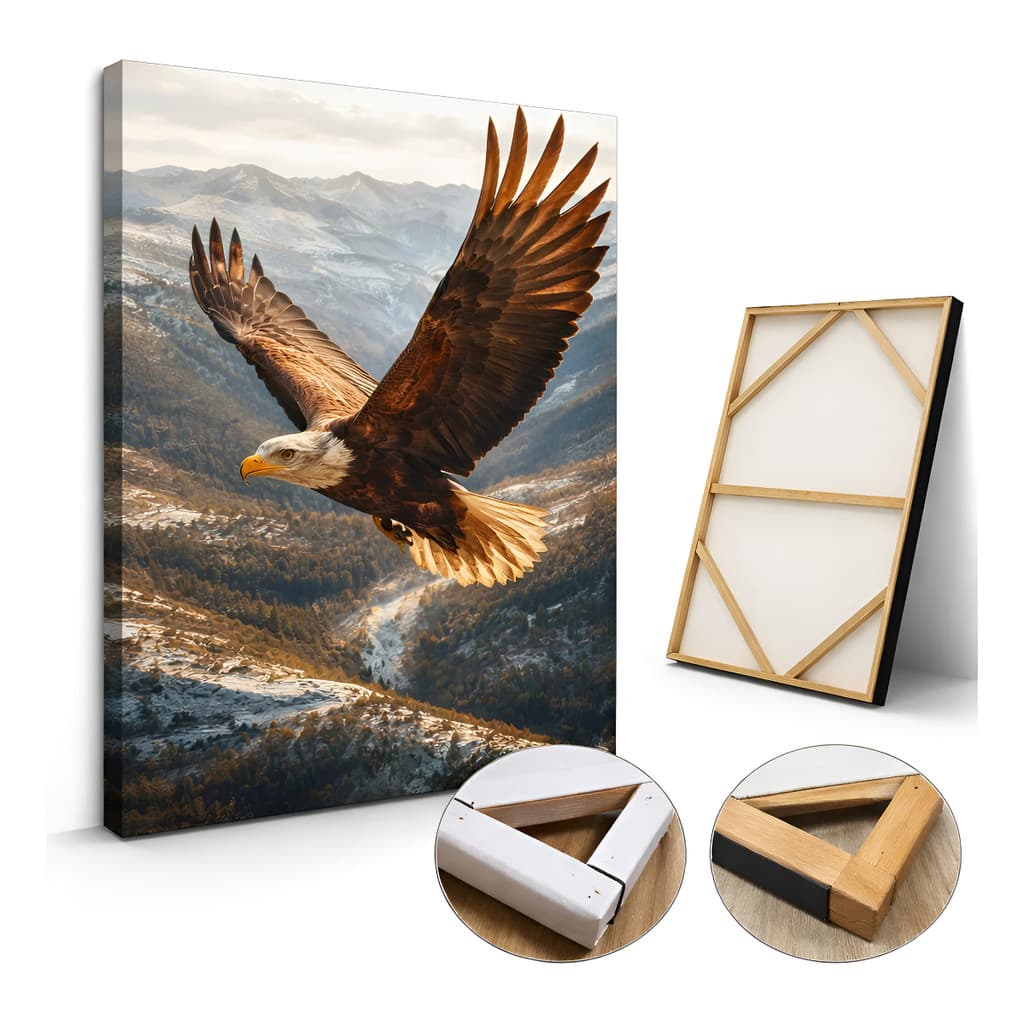 Quadro Águia Decorativa Escritório Sala Pequeno 60x40 Parede Decorativo Animal Moderno Quarto Sala