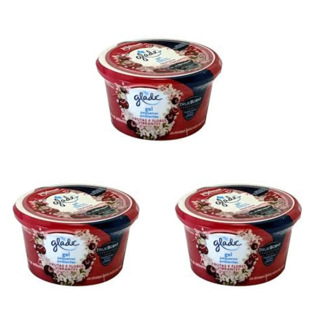 Kit 3 Glade Gel 70 g Flores e Frutas Vibrantes