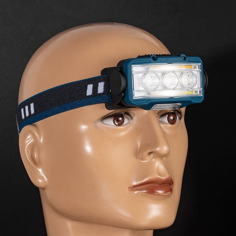 Lanterna De Cabeça Recarregavel Tipo C Prova Dágua - Luz De Led Com Sensor e Controle De Gestos