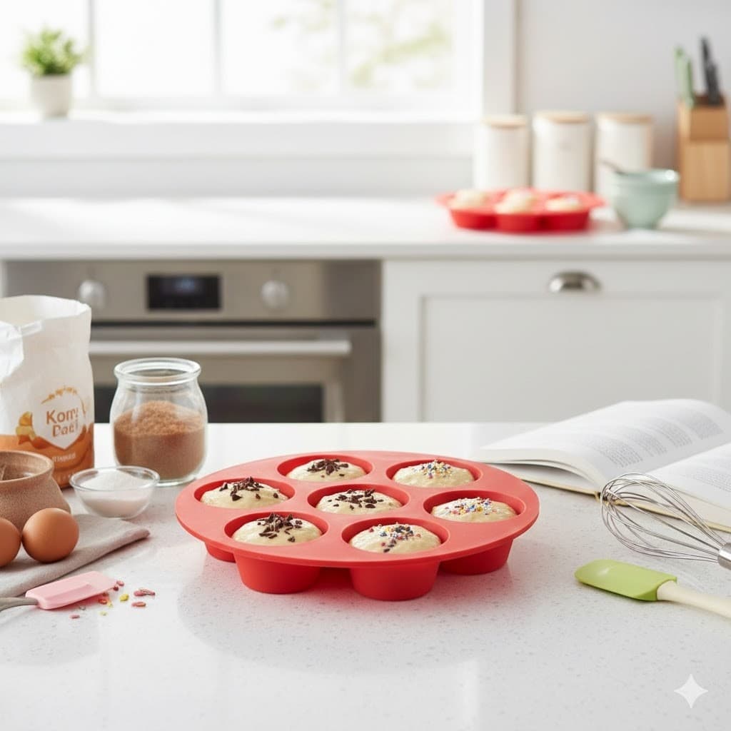 Forma de Cupcake Para Air Fryer com 7 Cavidade Sortida Silicone Assar Doce Cozinha Pratica