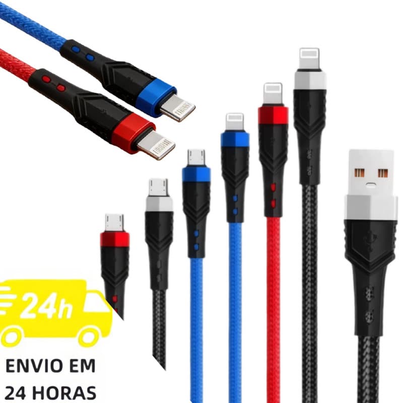 Cabo Turbo Micro USB Para V8/iPhone Cabeça De Metal Revestida De Nylon Transferência De Dados De Alta Veloc