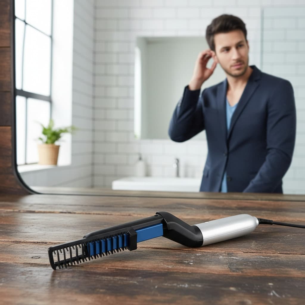 Escova Alisadora Masculina De Barba E Cabelo Corte Italiano