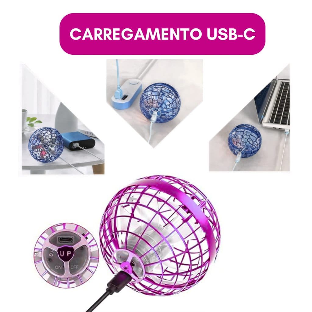 Bola Spinner Voadora Flutuante Boomerang com LED e Controle (Cores Sortidas)