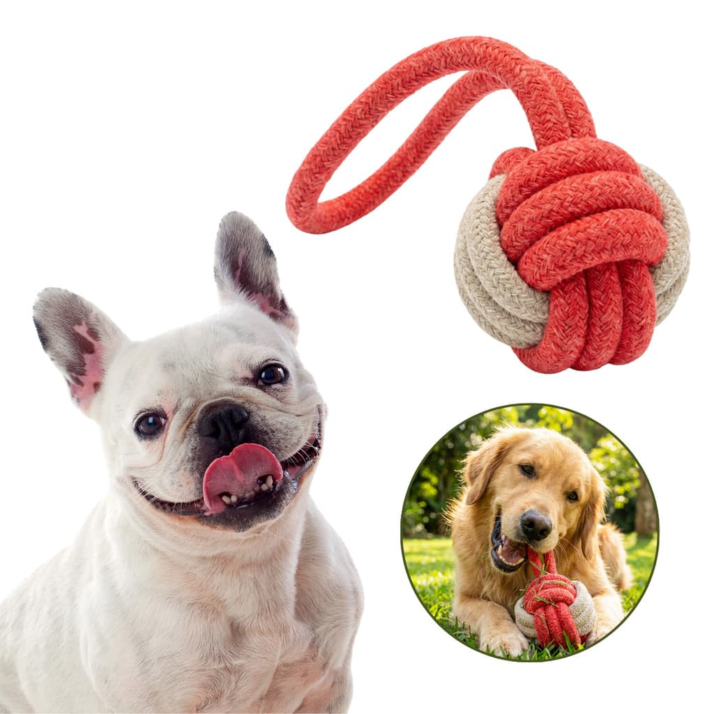Brinquedo Corda Com Bola Para Cães Mordedor Puxador Cachorro Cabo De Guerra
