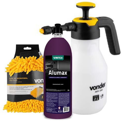 Kit Alumax 1,5L Vonixx + Aplicador Espuma + Luva Microfibra