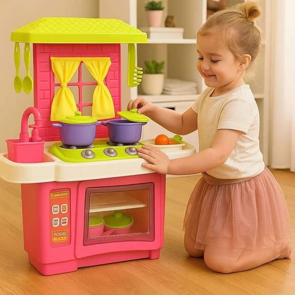 Kit Cozinha Infantil Forno Fogão Panelinhas Tampa Boneca Acessórios Brincar Presente Menina