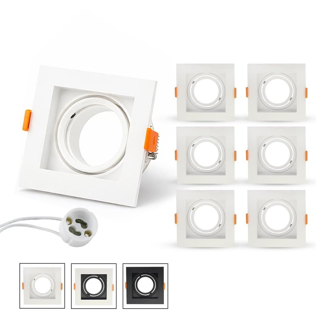 Kit 6 Spots Recuado Embutir Led Mr16 Gu10 Quadrado Luminária Teto Sala Quarto Lâmpada Dicroica