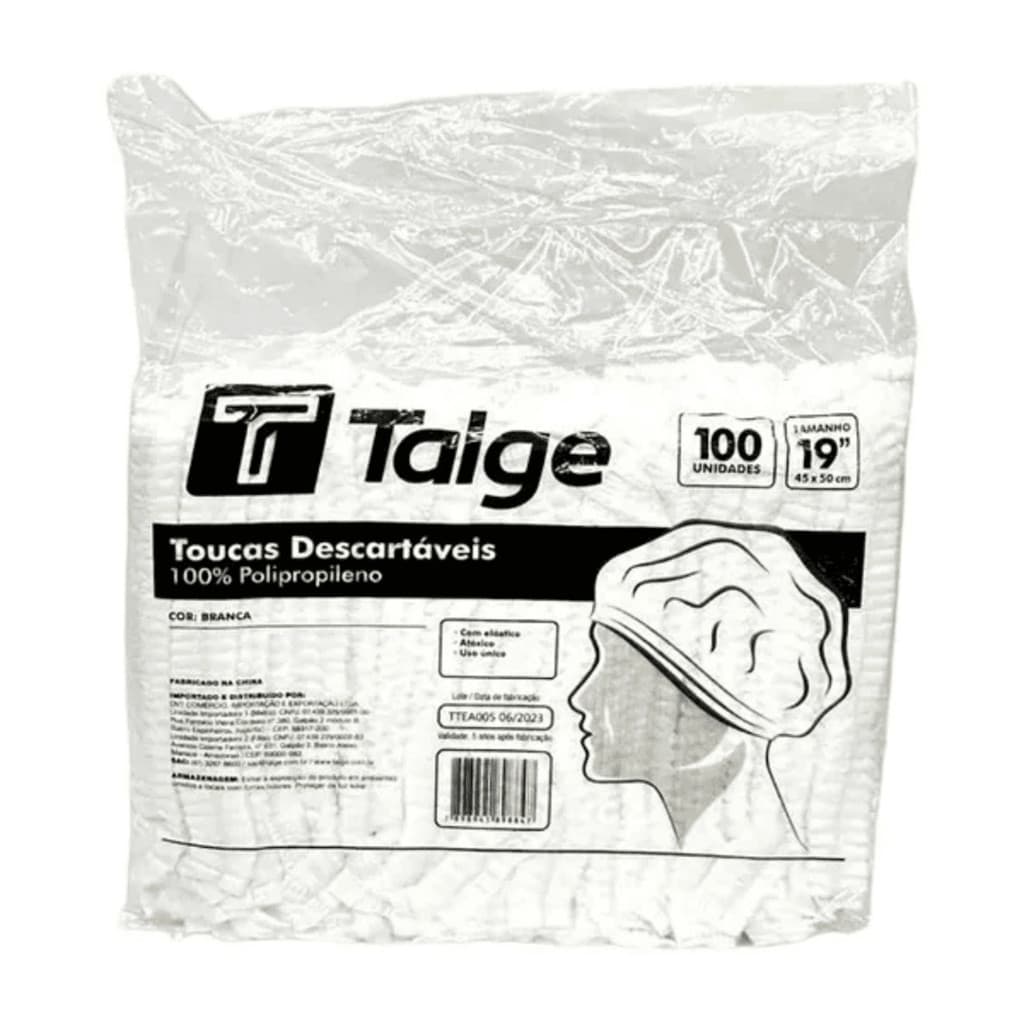 Touca TNT Sanfonada Talge 20g/m² 45x50 cm com 100un - Descartável para Estética Odonto Salão de Bele