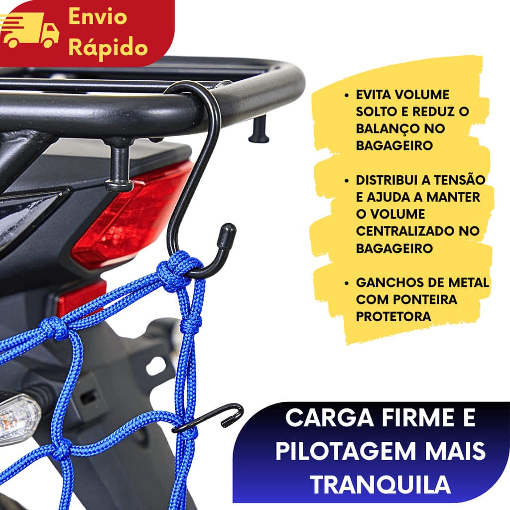 KIT (1/2/3/4/5) Rede Elastica Para Moto Bagageiro Capacete  Carga Bike 30x30 Segura Rede Aranha Redinha Rede Resistente