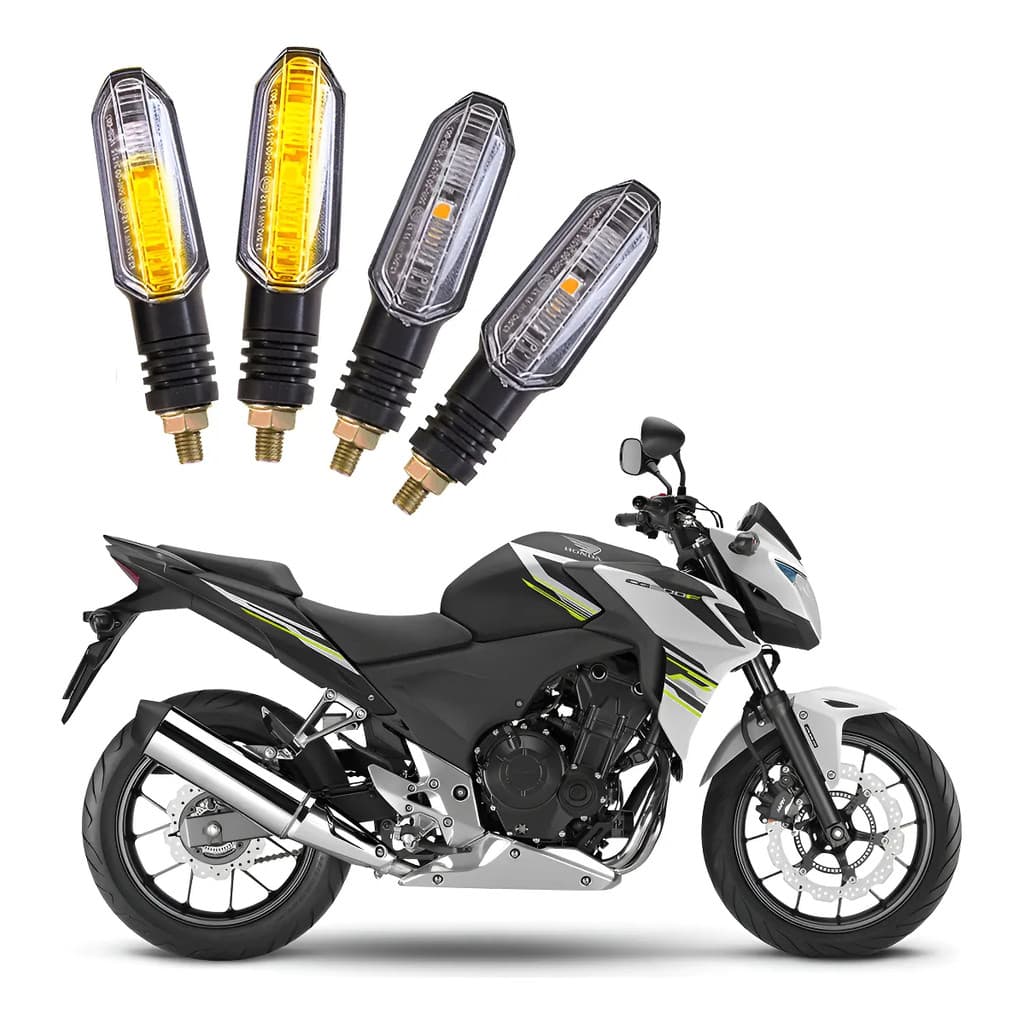 Kit 4 Setas Sequenciais P50s Honda Cb 500f 2013 2014 2015 Preto