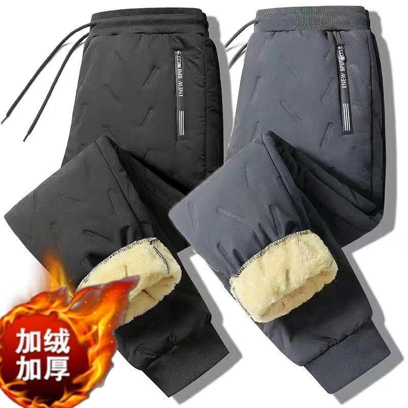Calças de algodão de inverno masculinas 2024 novo estilo lã de cordeiro mais gordura plus Size mais velo Extra grosso qu