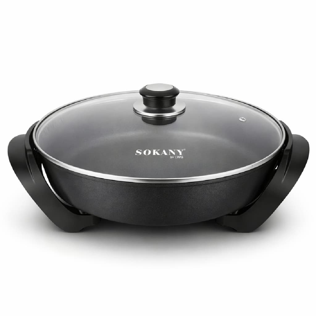 Frigideira Eletrica Redonda Sokany Antiaderente Preta Facil Uso sk-94