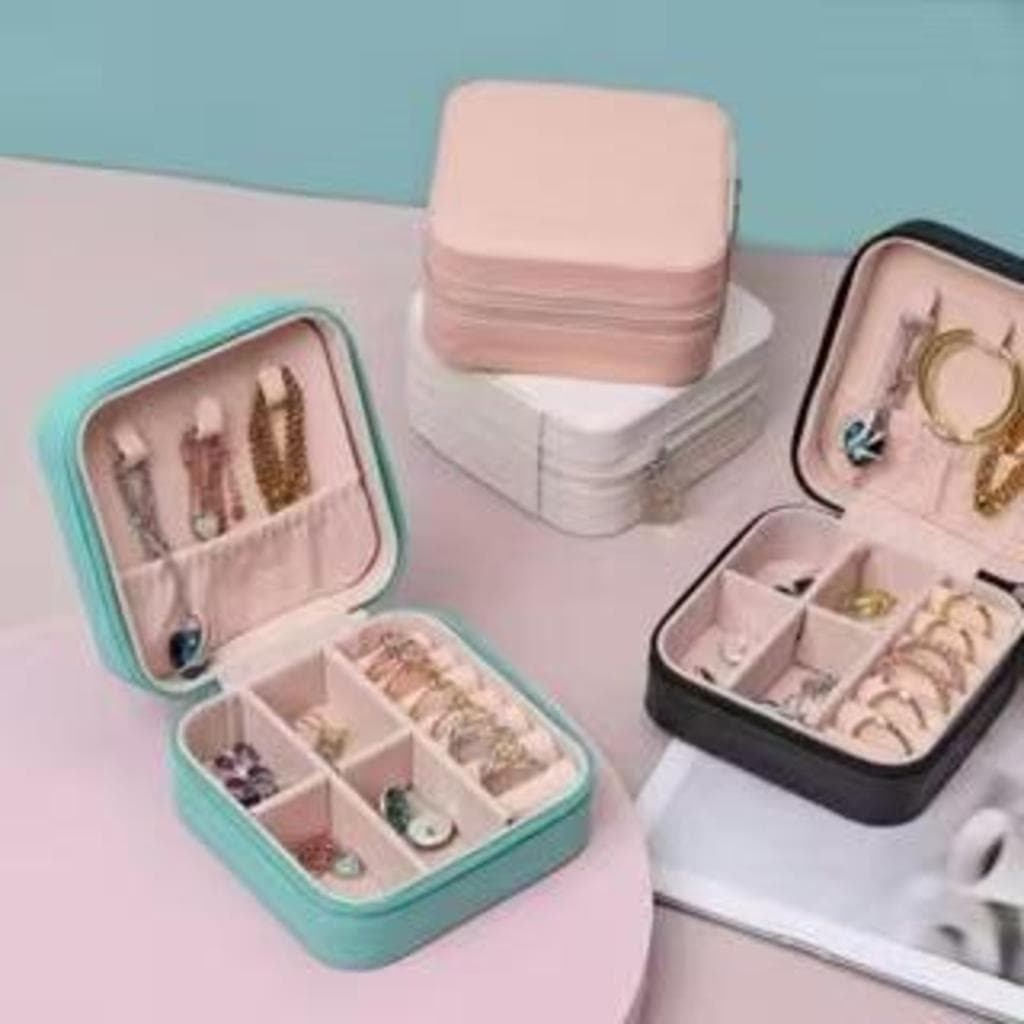Mini Porta Joias Portátil Viagem Armazenamento de Brinco Colar Bijuteria Organizador