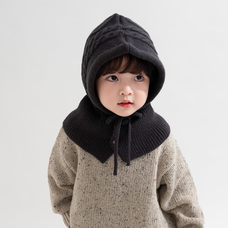 Novo estilo chapéu infantil babador chapéu de uma peça outono inverno meninos meninas chapéu de lã de malha proteção de