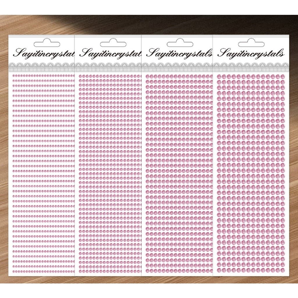 kit 1/4/6 Cartela Adesivo Strass 3mm -4mm-5mm Para Artesanato  Decoração - - - rosa