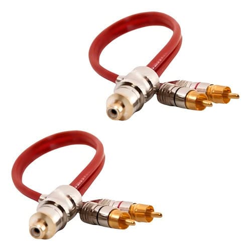 2 Cabos Y Rca E-tech Blindado Vermelho 2 Macho 1 Fêmea Som