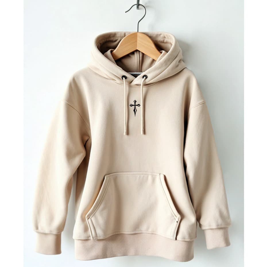 Moletom Canguru Com Bolso Estampado Cruz Minimalista Blusa de Frio Moletom Flanelado Unissex