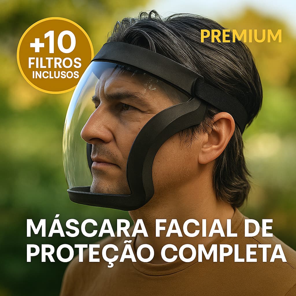 Máscara Facial Proteção Completa 10 Filtros PM2.5 Anti Poeira Anti Embaçante
