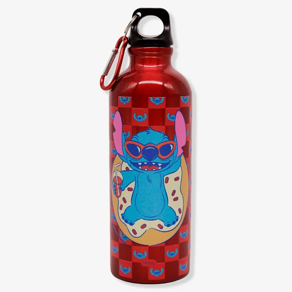 Garrafa de Alumínio com Mosquetão 500ml Stitch Red