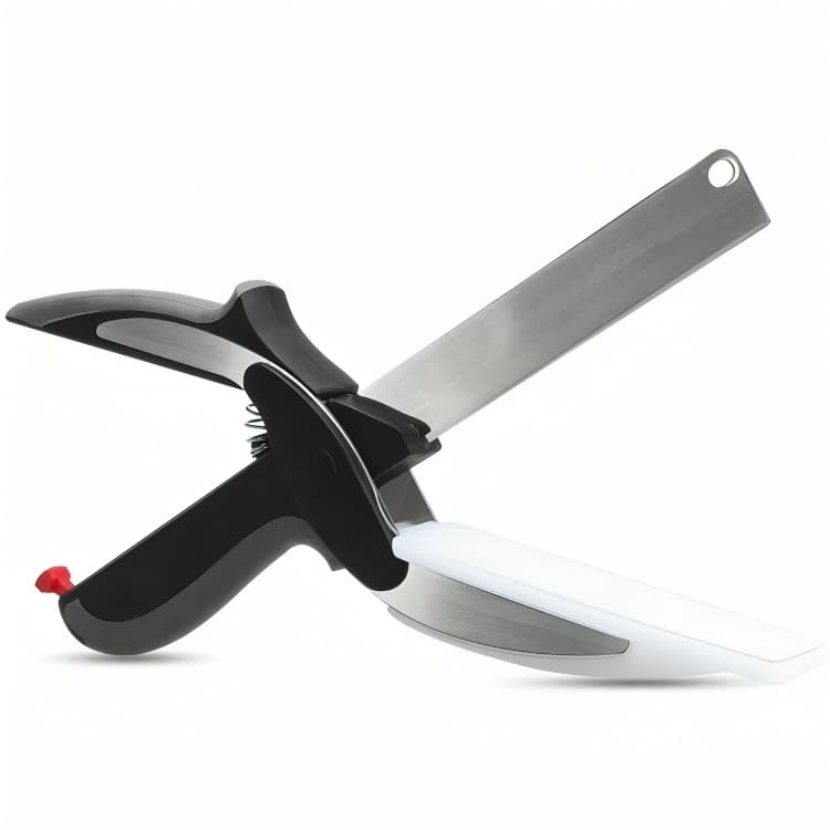 Tesoura Faca Fatiador de Legumes 2 em 1 Multiuso Inox Tesoura para Legumes Verduras em Aço Saladas Tesoura de Cozinha