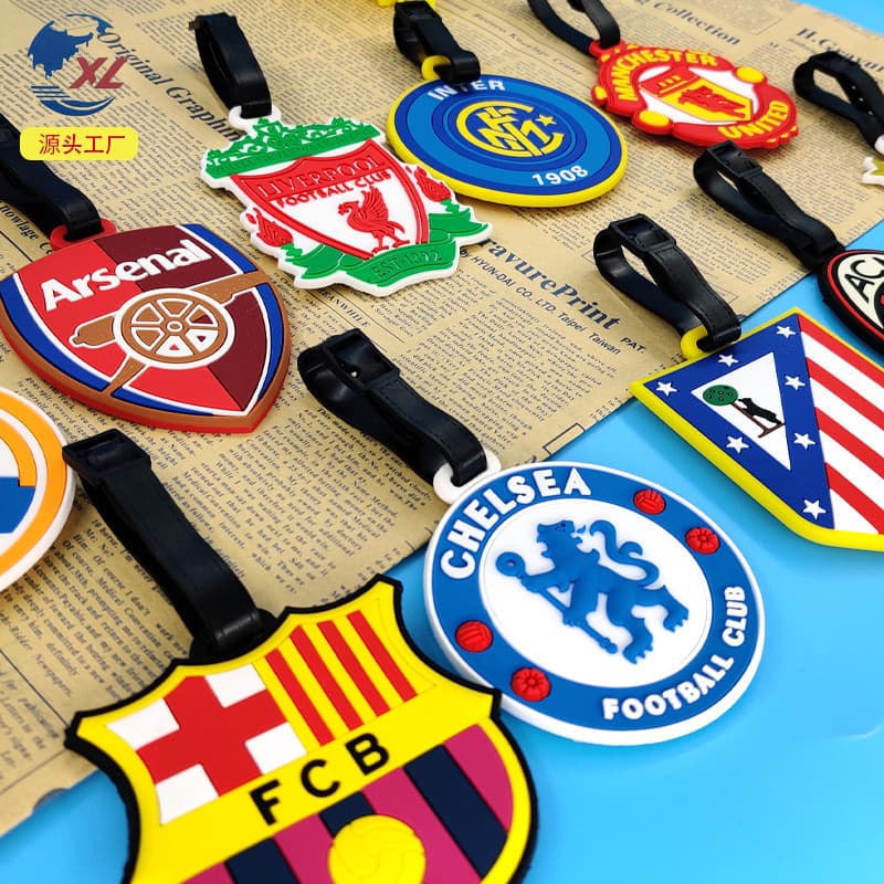 Etiqueta de bagagem fofa indispensável para viagem Etiqueta de bagagem com logotipo do time de futebol K8TQ