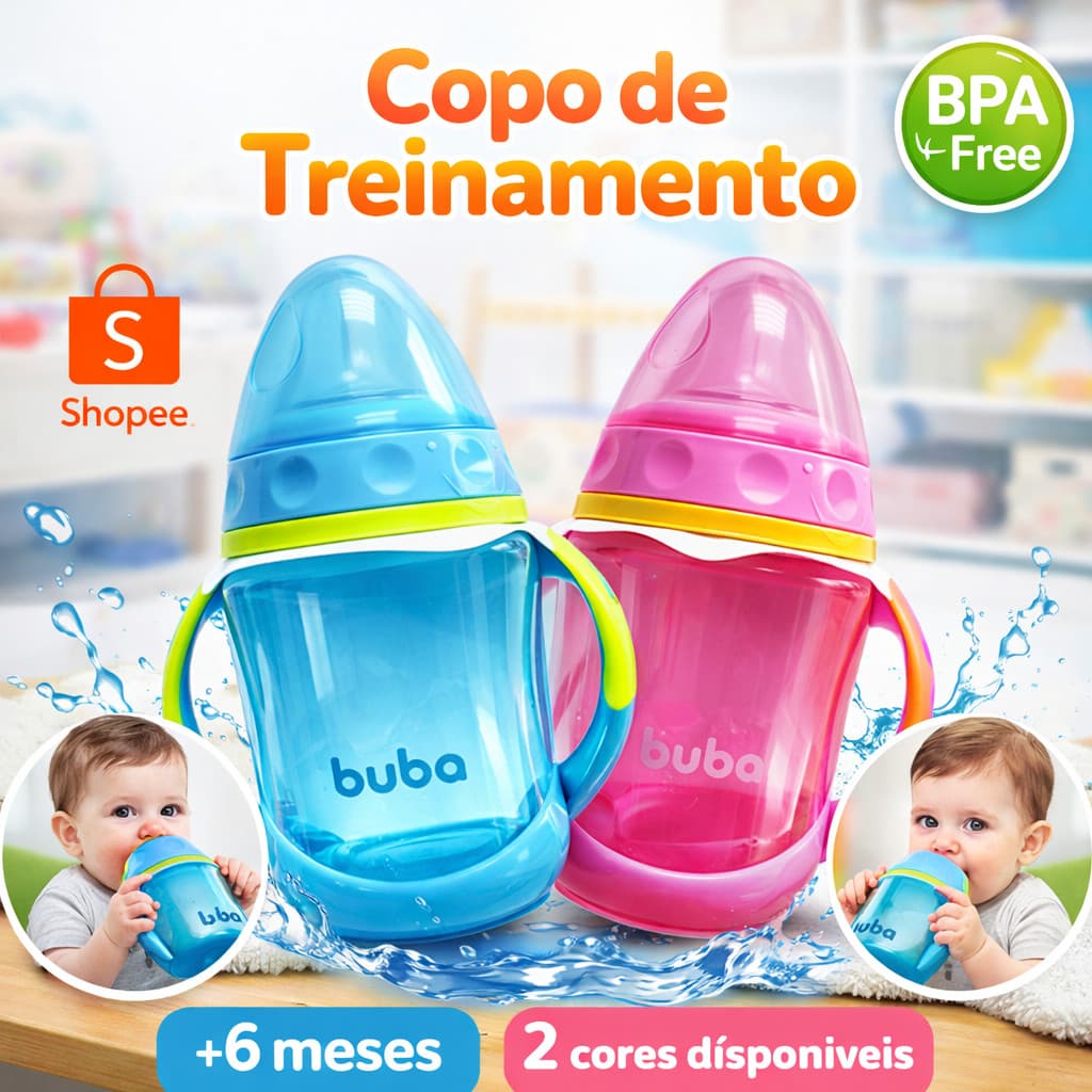 Copo de Treinamento Buba 250ml Copo de Transição com Alça Removível Bico de Silicone