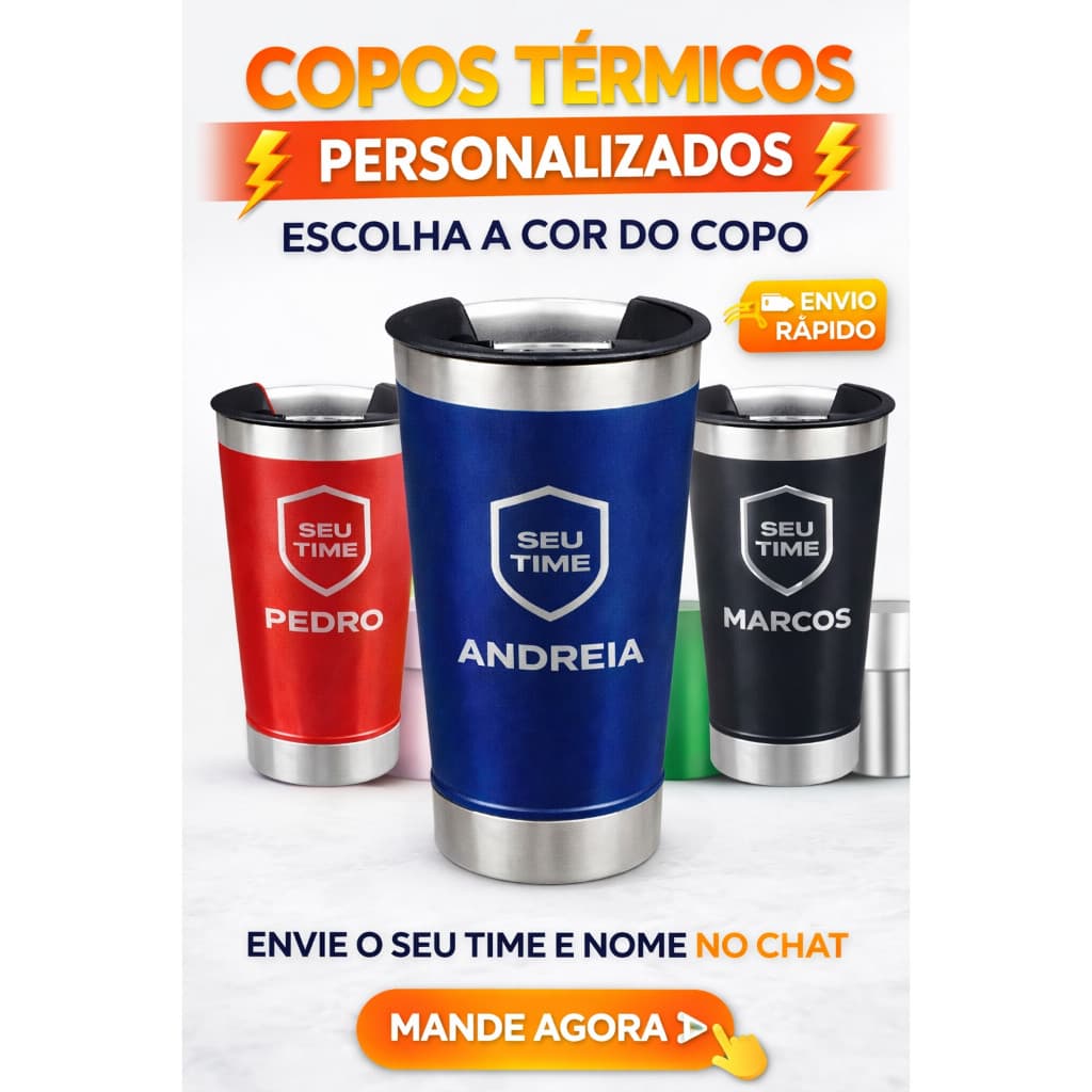 ENVIO RÁPIDO - Copo Térmico Exclusivo Personalizado com Nome 473ml